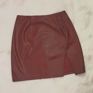 NWT Maroon Leather Skirt